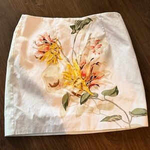 White Floral Print Mini Skirt